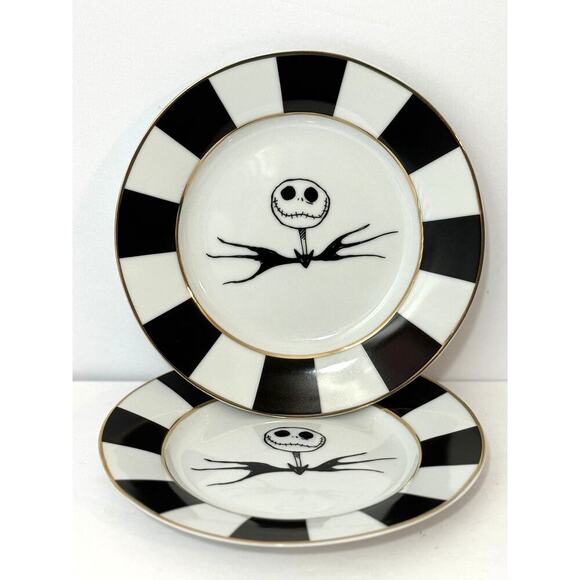 Disney Jack Skellington Plates Set of 2 Nightmare Before Christmas Halloween 8" - Picture 1 of 3